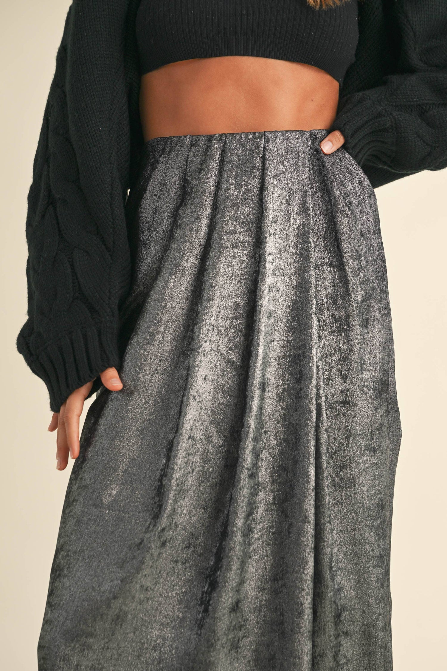 Metallic Pleat Skirt