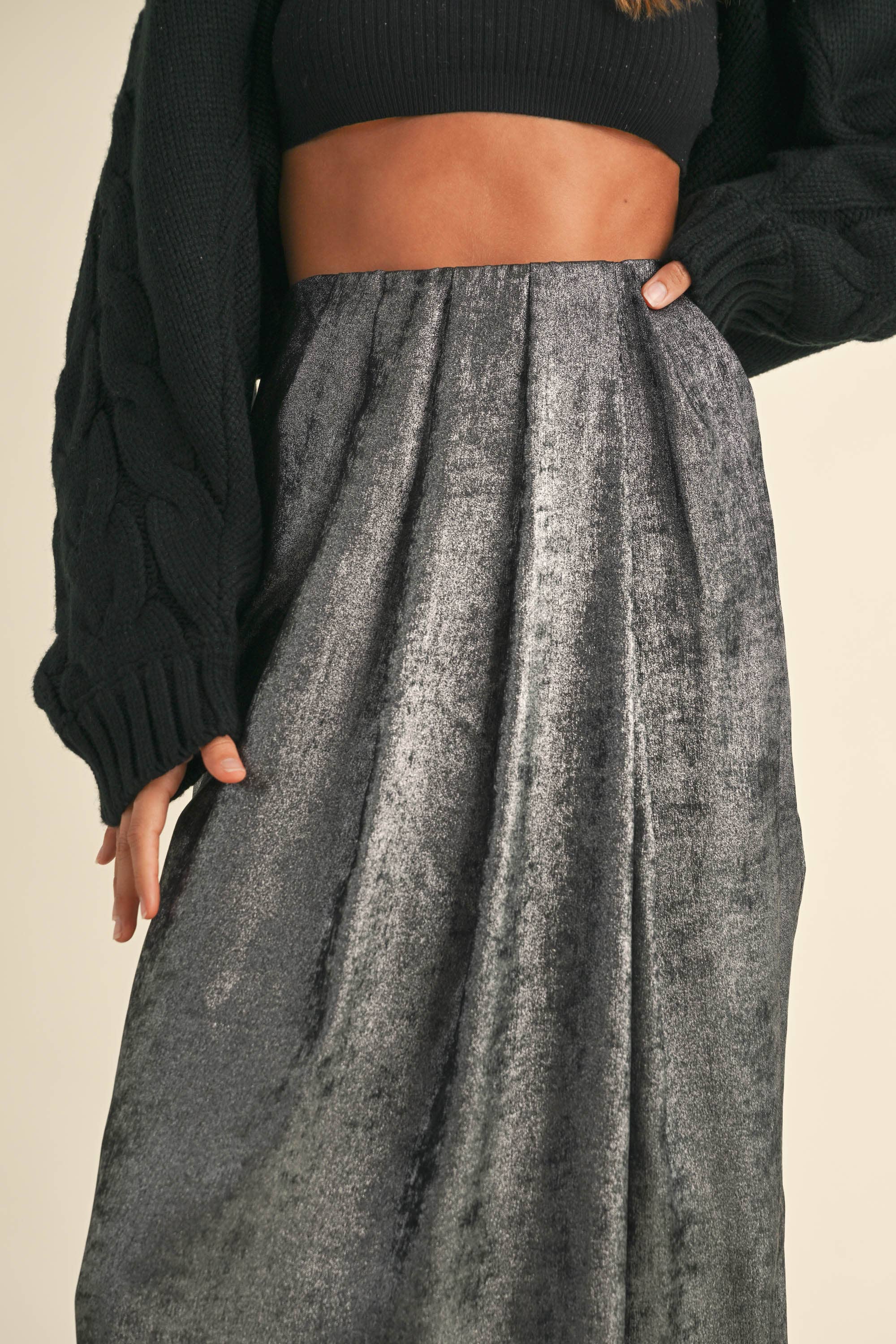 Metallic Pleat Skirt