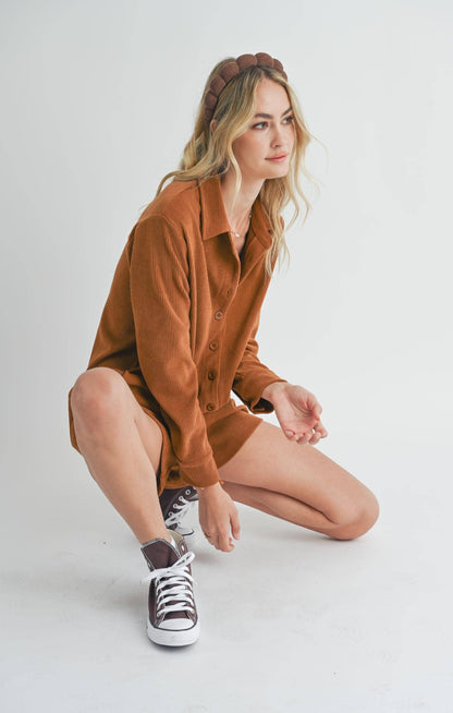 Camel Corduroy Romper