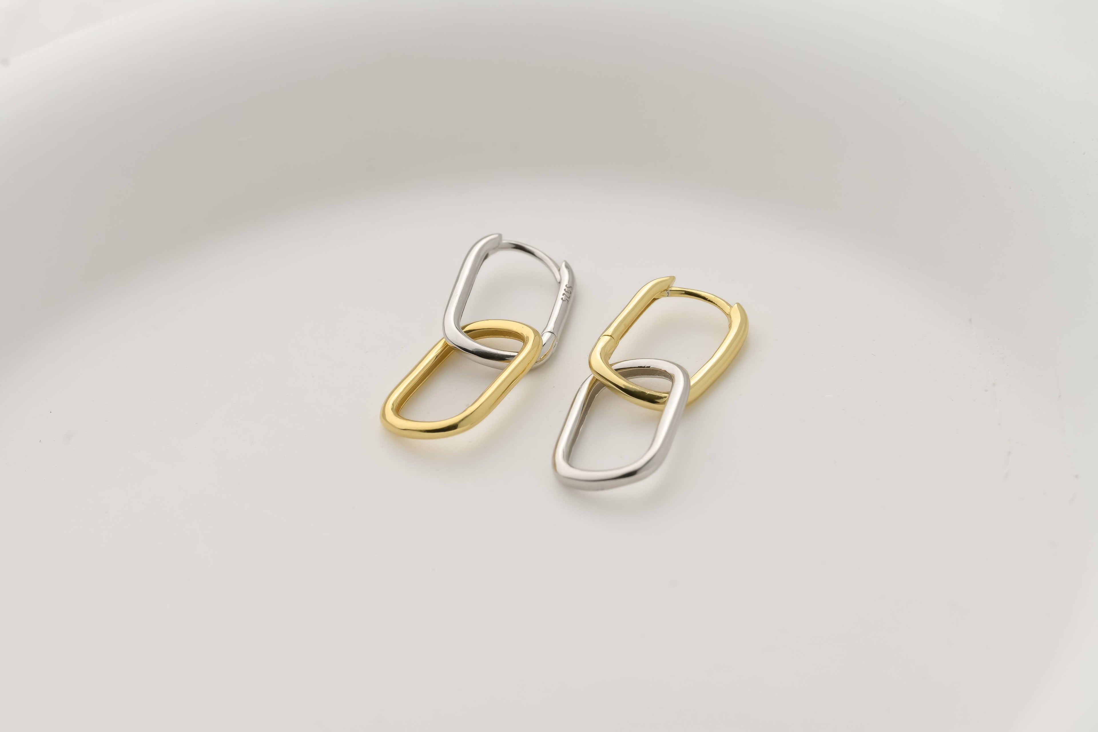 Double Oblong Hoops - Sterling Silver