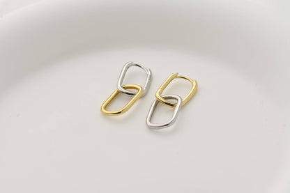 Double Oblong Hoops - Sterling Silver