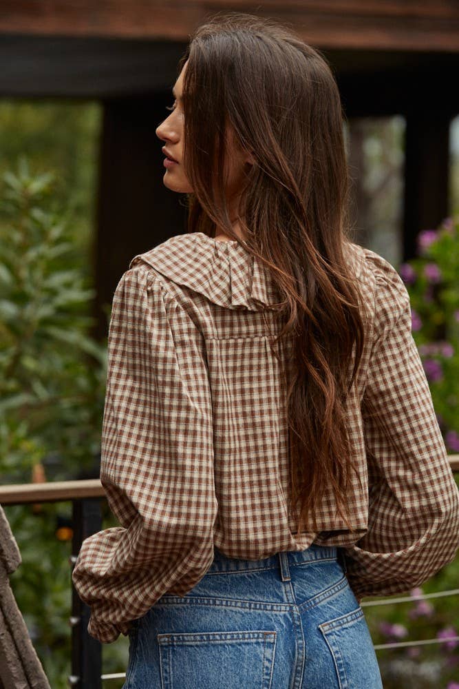 Gingham Ruffle Blouse