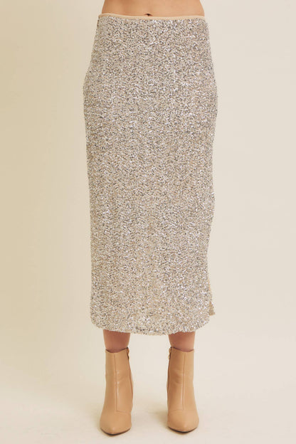 Stretchy Sequin Midi Skirt