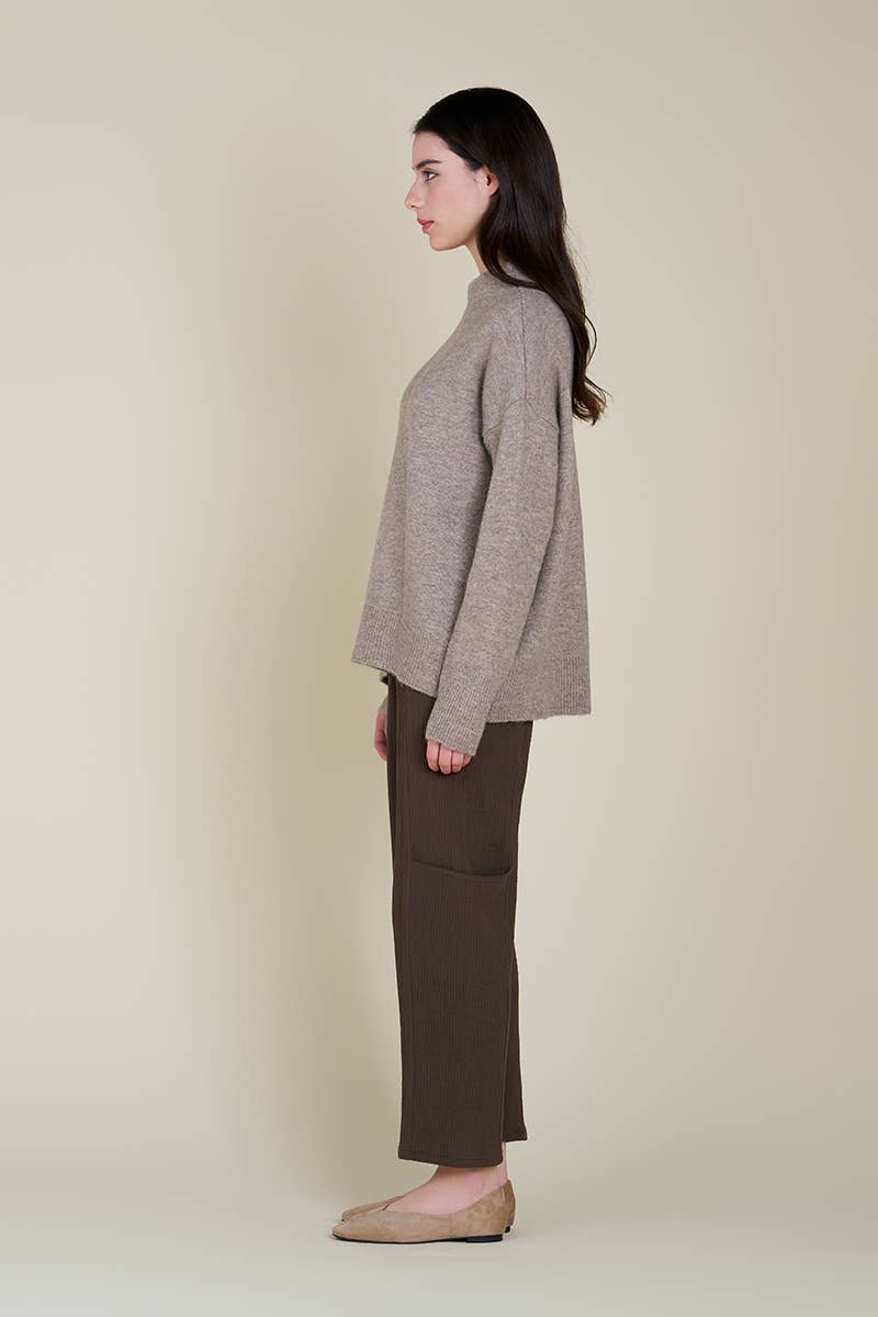 Funnel Neck Sweater - Taupe