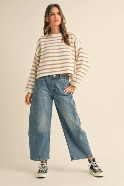 Straw Stripe Boxy Sweater