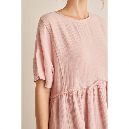 Blush Gauze Short Sleeve Dress