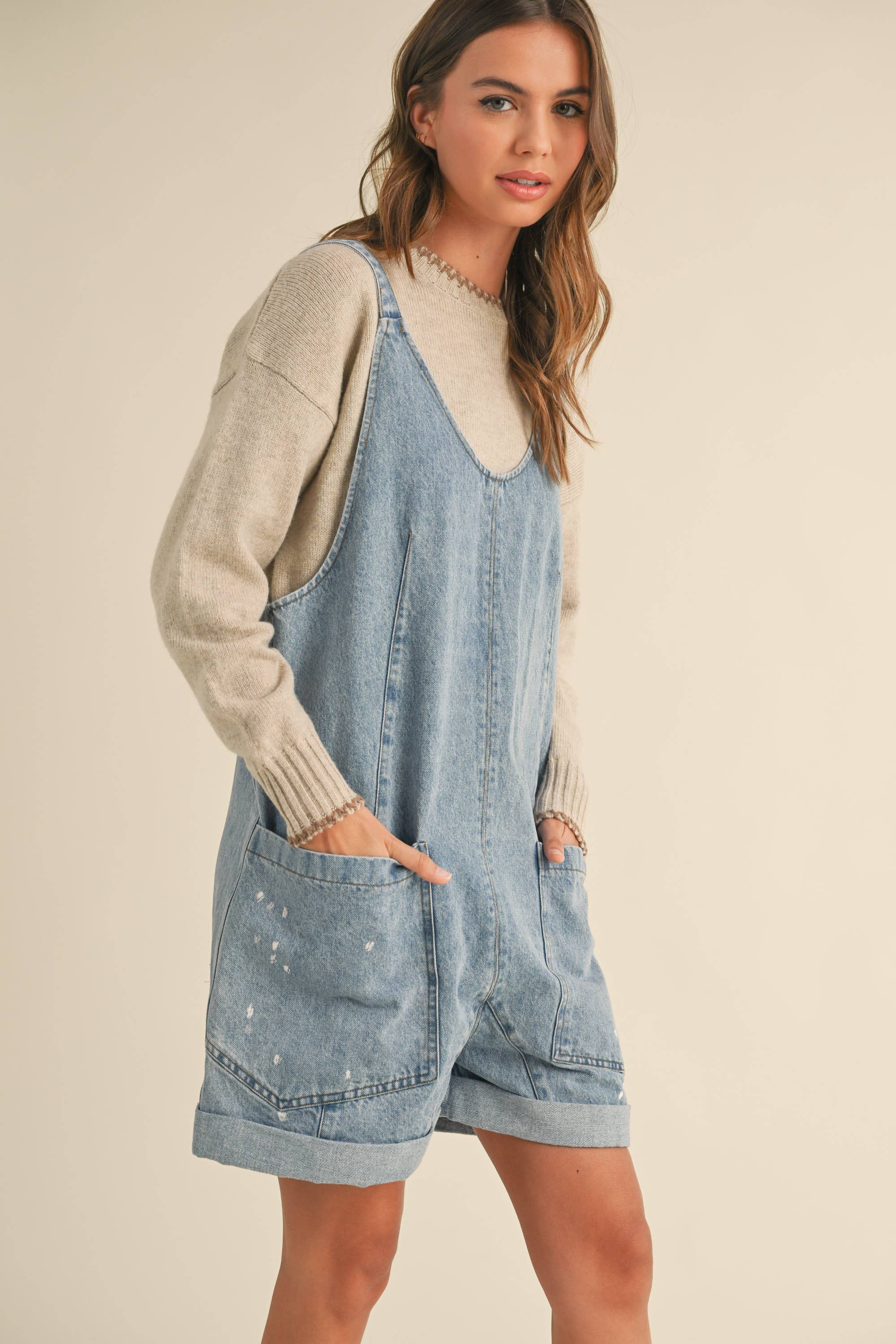 Loose Denim Romper