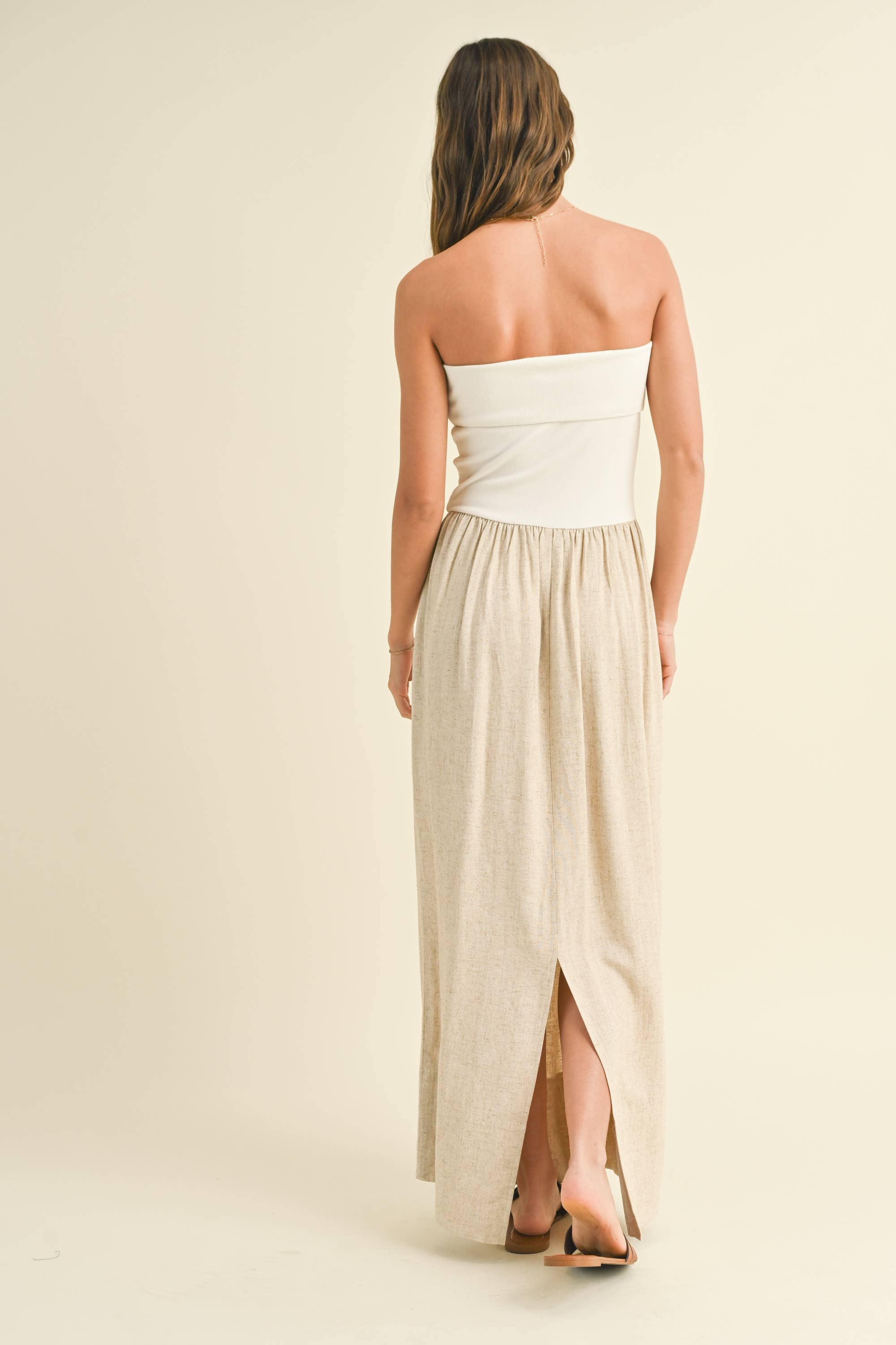 Marigold Linen Dress with Ribbed Top