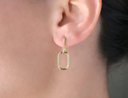 Double Oblong Hoops - Sterling Silver