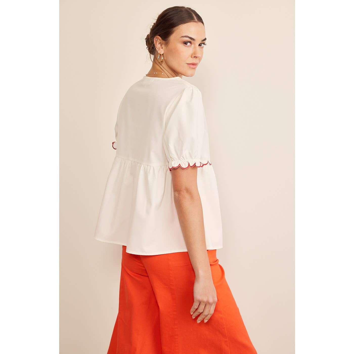 Scallop Short Sleeve Top