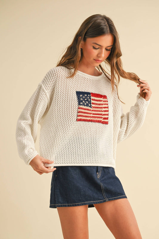 American Flag Knit Top