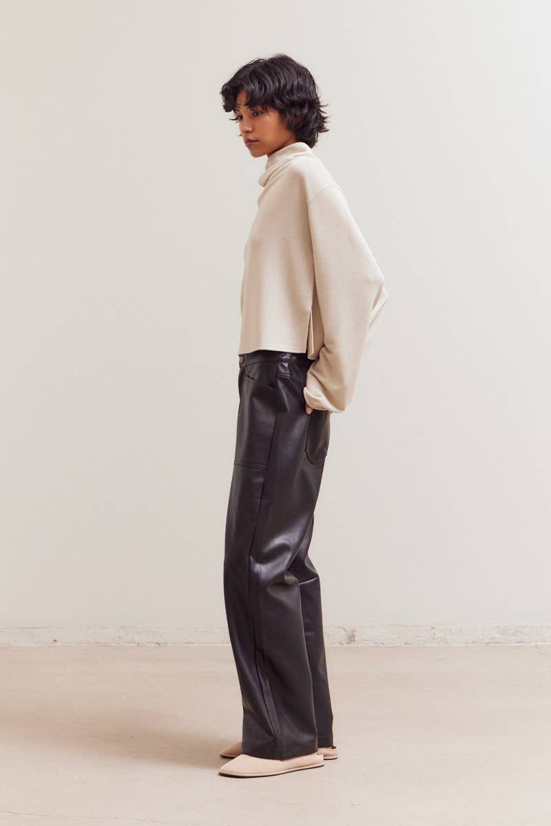 Cowl Neck Loose Top - Ecru