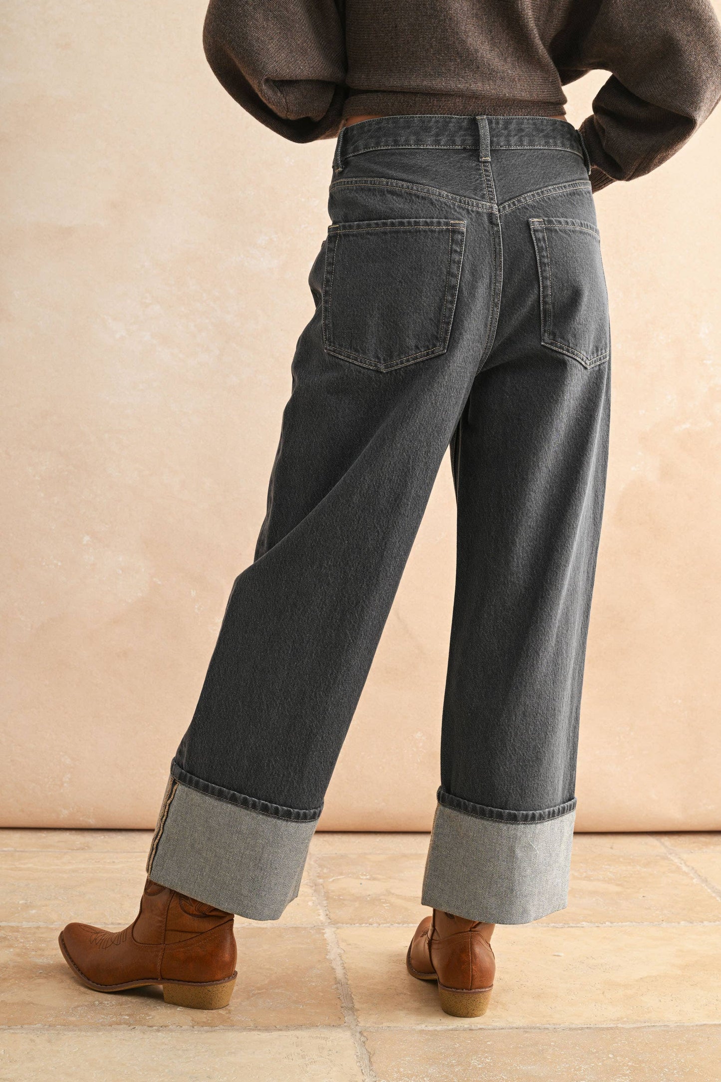 Cuffed Grey Wash Pants