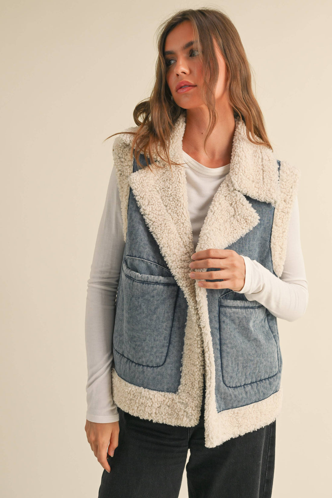 Sherpa Denim Vest