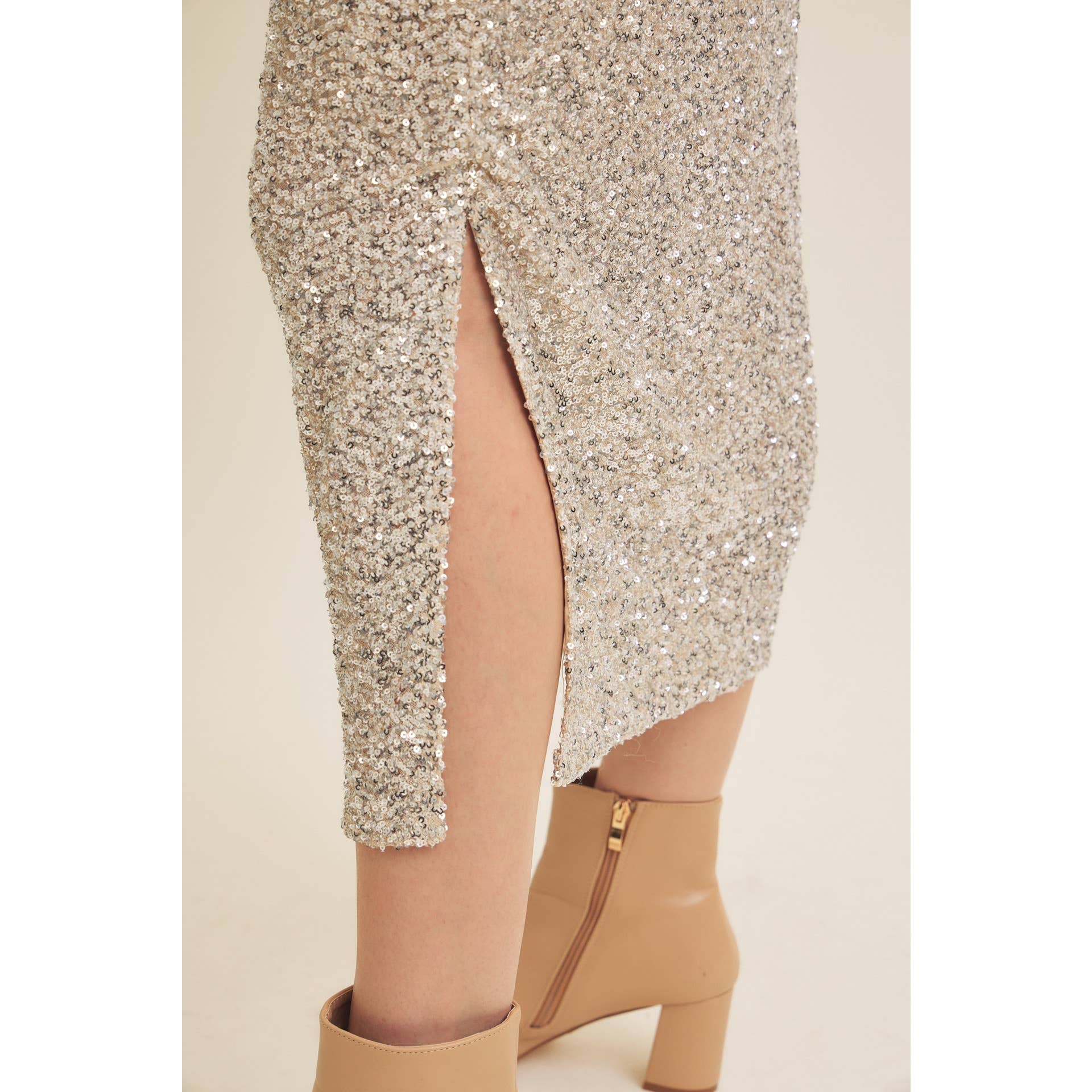 Stretchy Sequin Midi Skirt