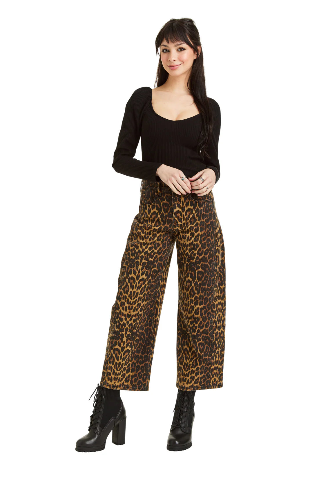 Leopard Crop Barrel Jeans