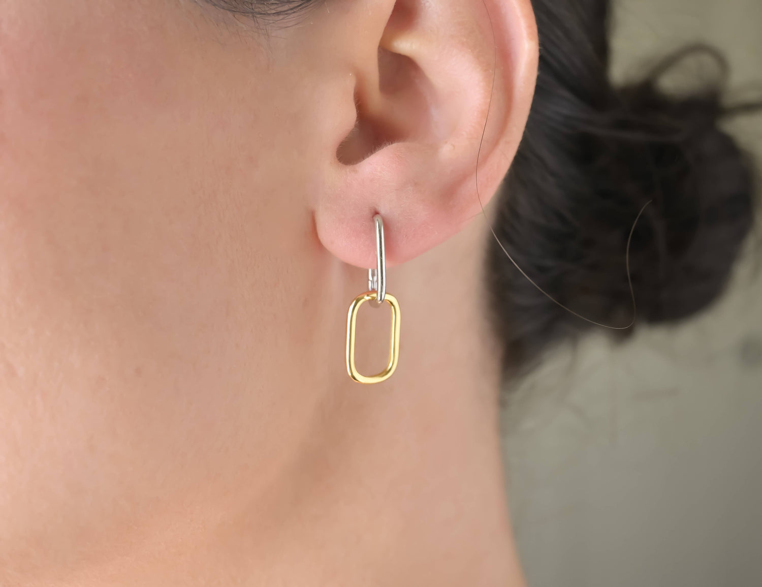 Double Oblong Hoops - Sterling Silver