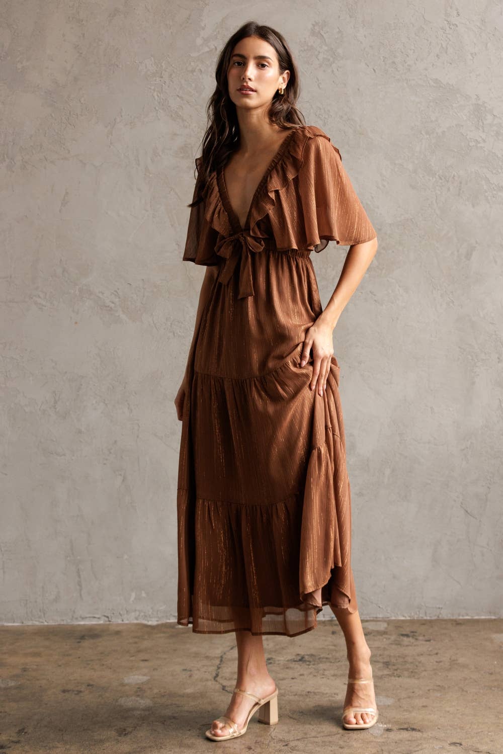 Shimmer Tiered Midi Dress