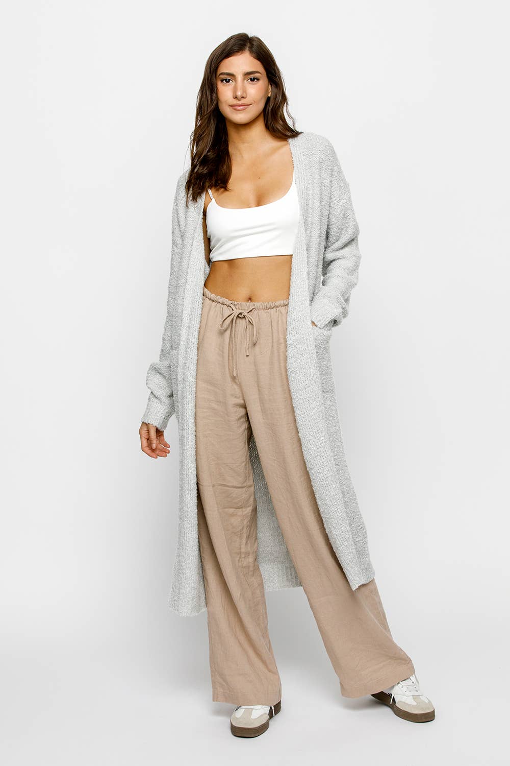 Long Knit Cardigan Grey