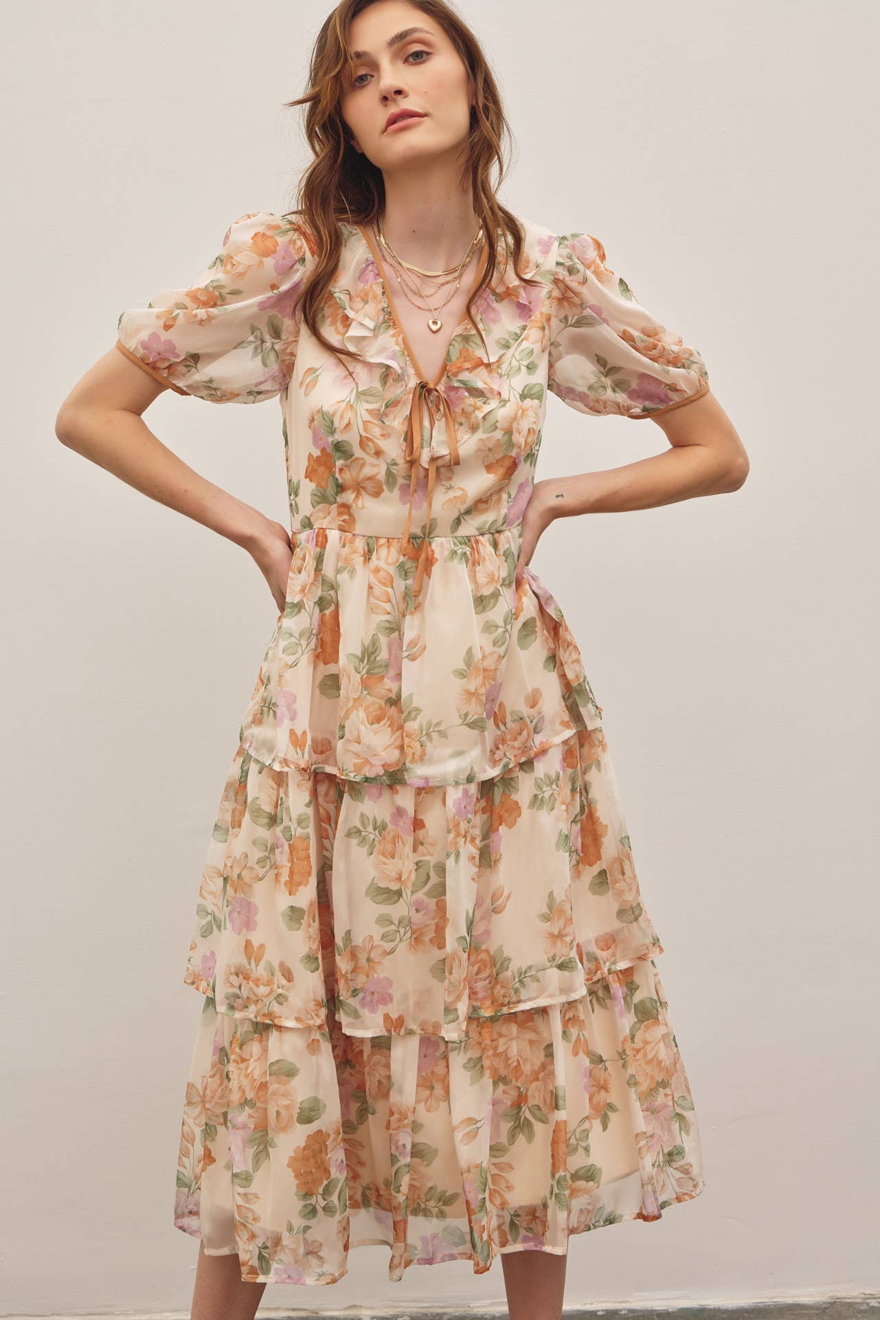 Victorian Floral Midi Dress