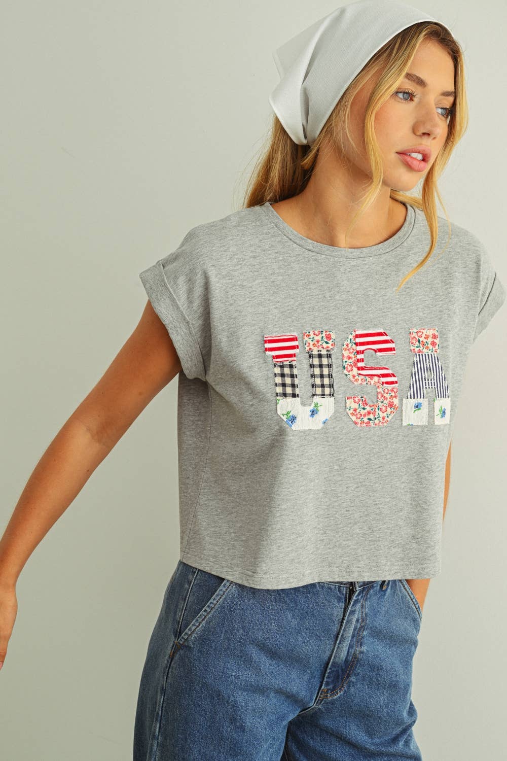 USA Floral Patchwork Tee