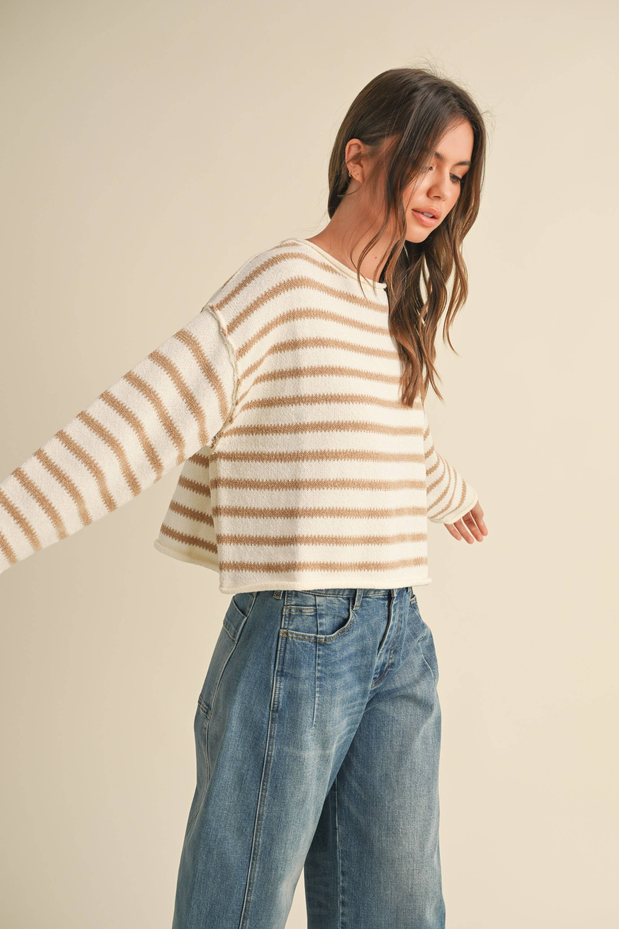 Straw Stripe Boxy Sweater