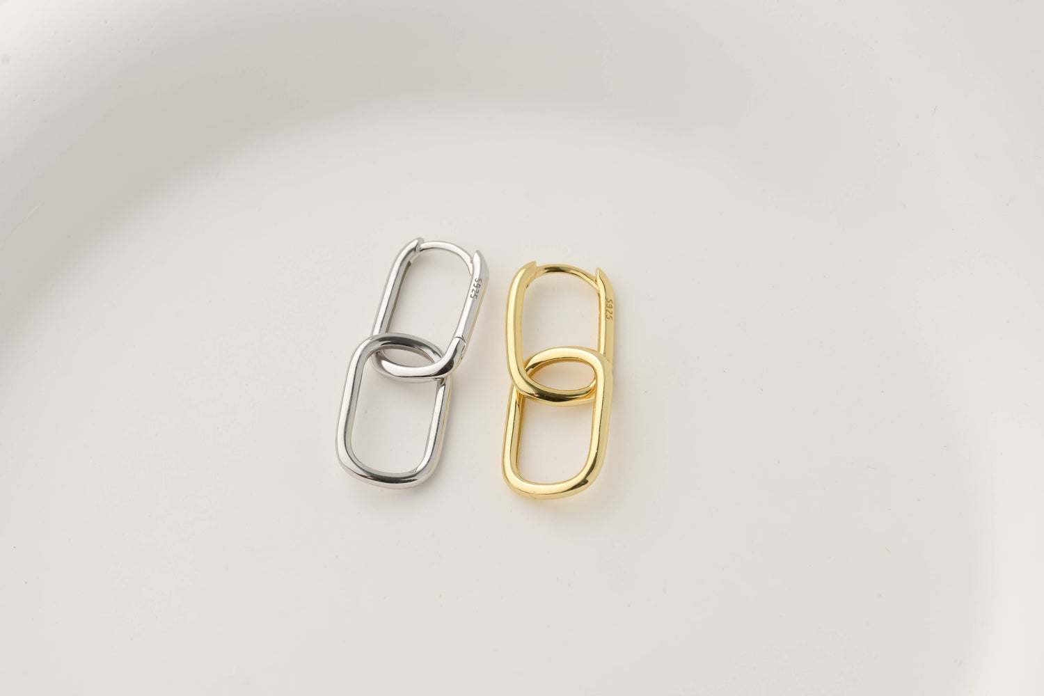 Double Oblong Hoops - Sterling Silver