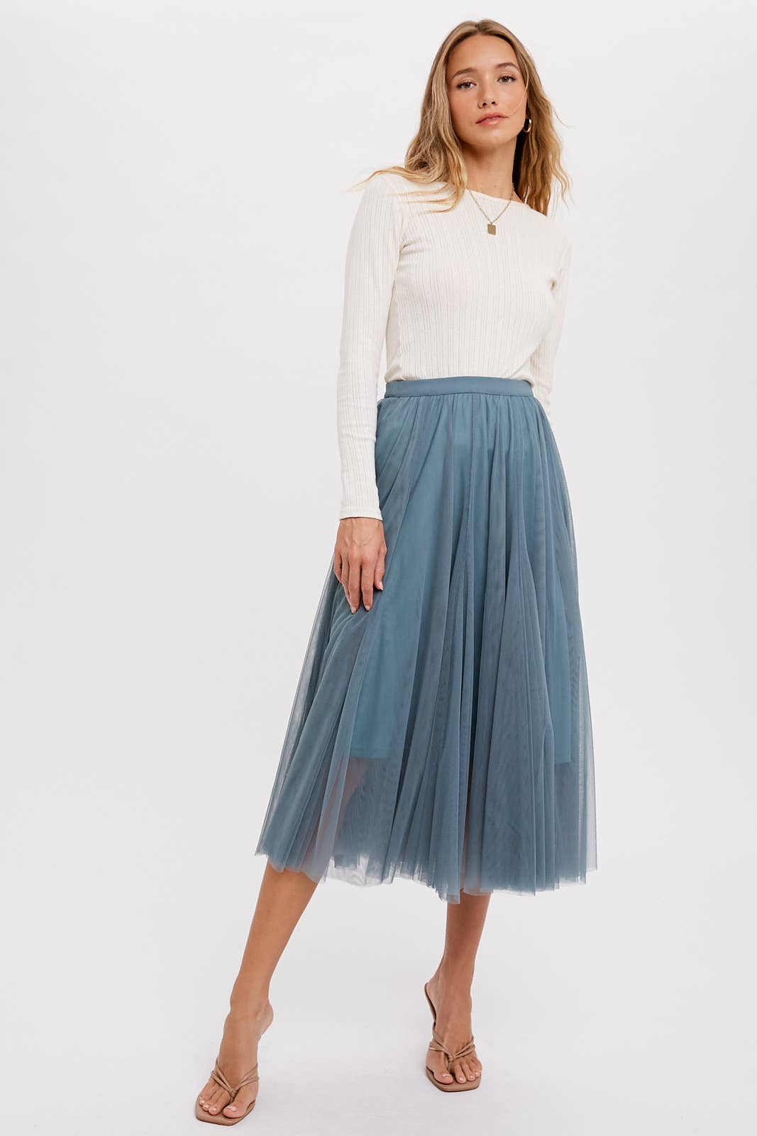 Tulle Midi Skirt - Dark Mint