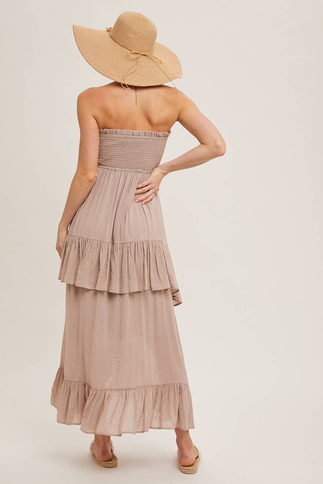 Smocked Strapless Tiered Dress - Birch