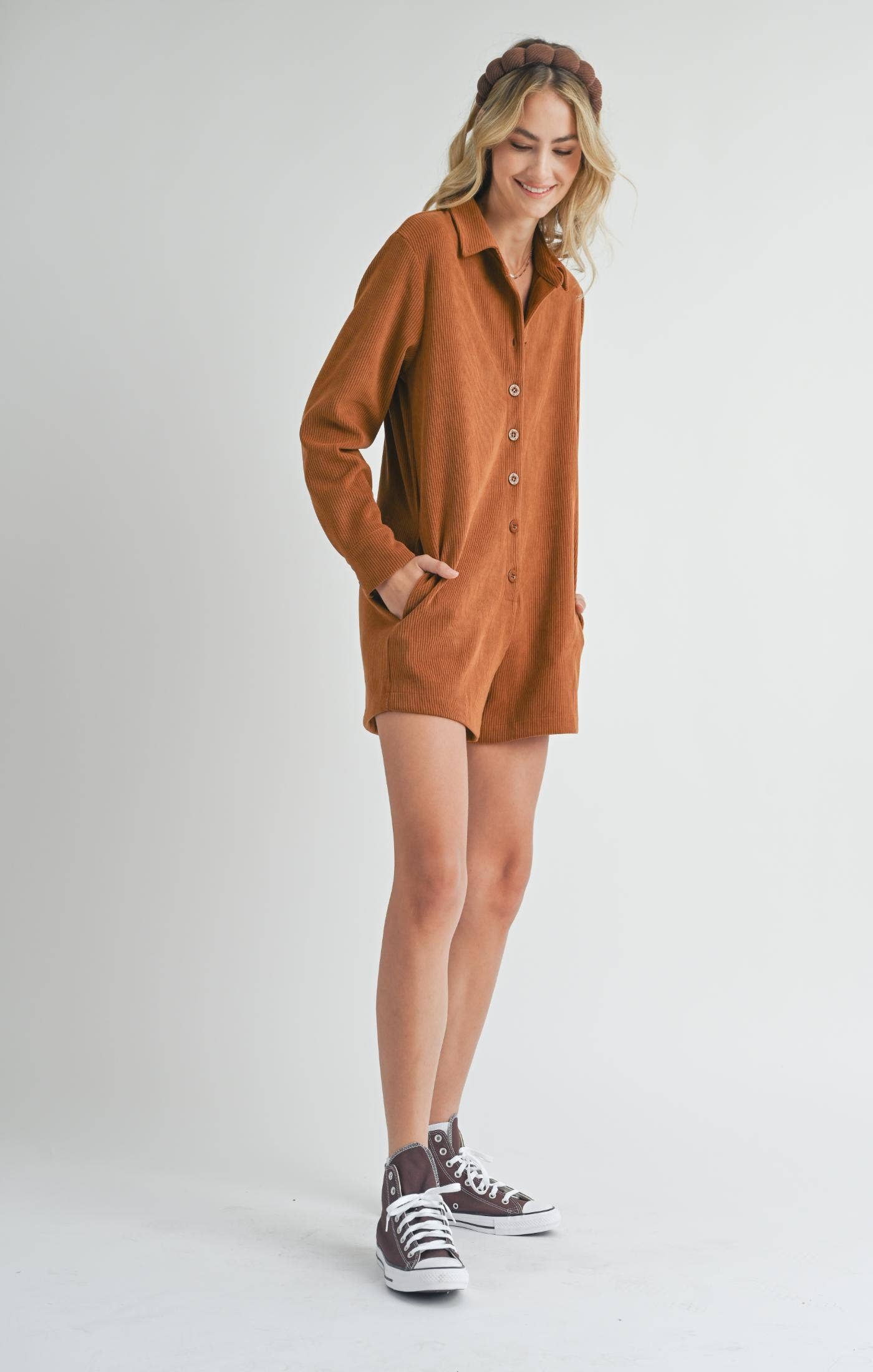 Camel Corduroy Romper