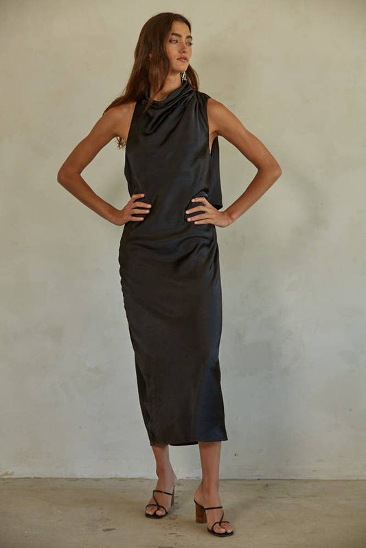 Fifth Avenue Satin Dress - Black
