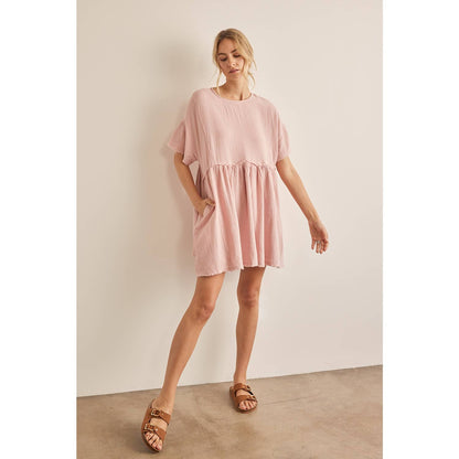 Blush Gauze Short Sleeve Dress