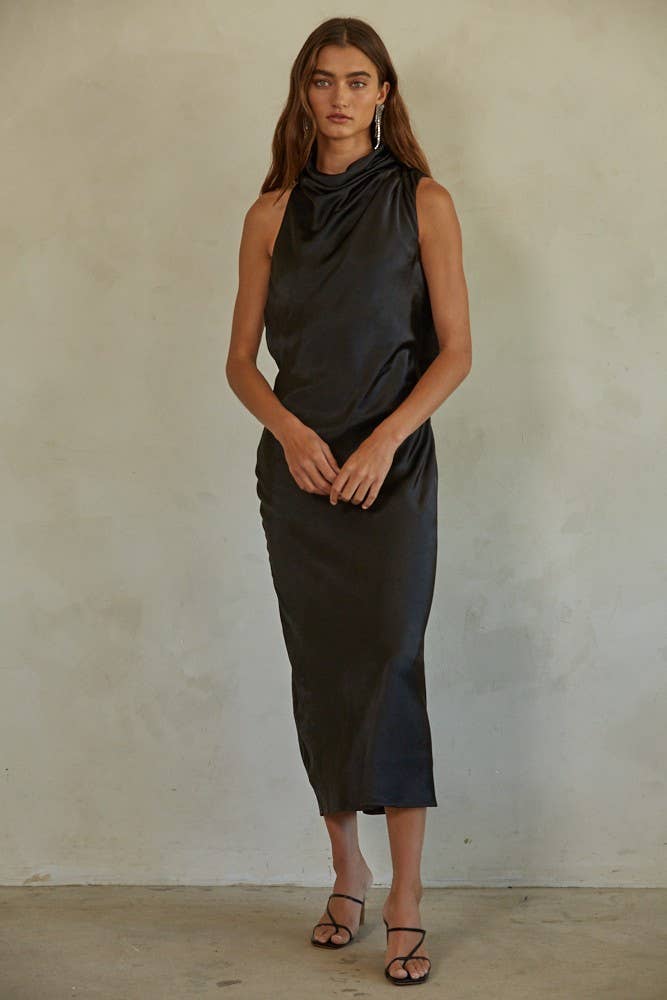 Fifth Avenue Satin Dress - Black