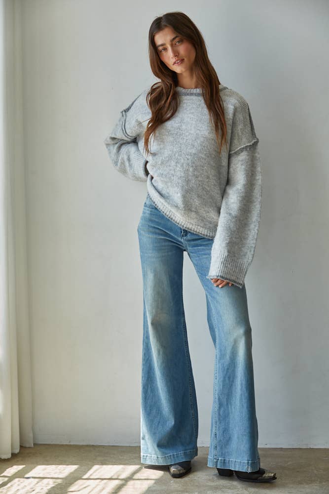 Rolled Edge Pullover Sweater