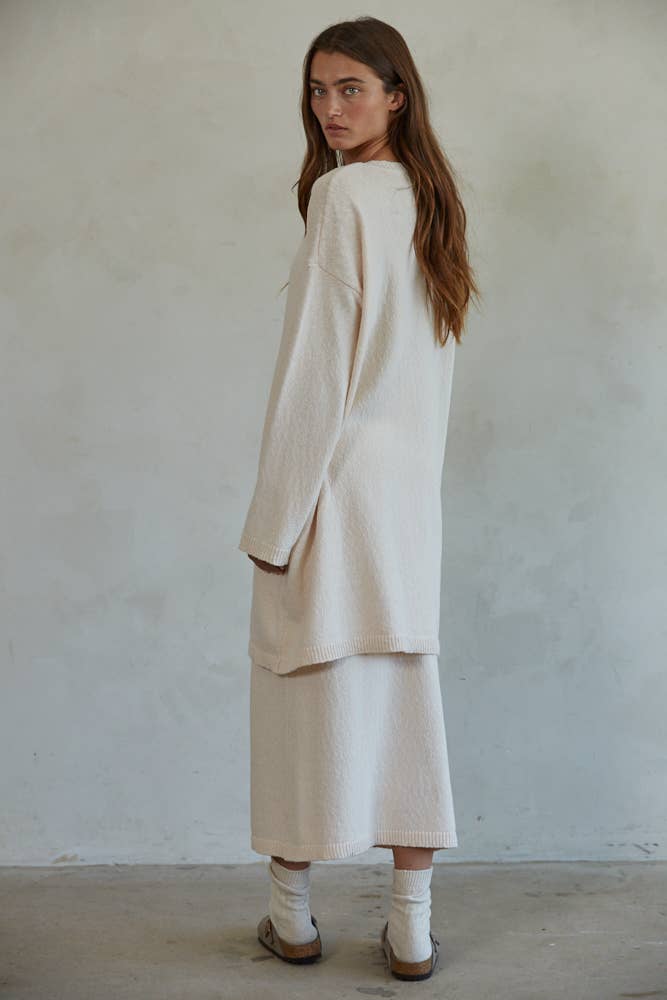 Long Midi Cardigan - Cream