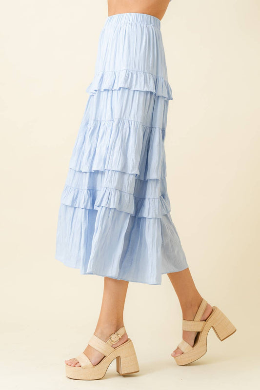 Boho Tiered Maxi Skirt - Blue