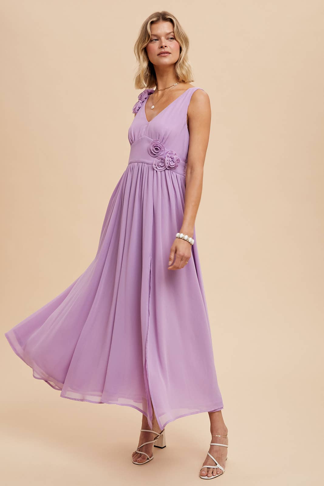 Rosette Maxi Dress Lavender