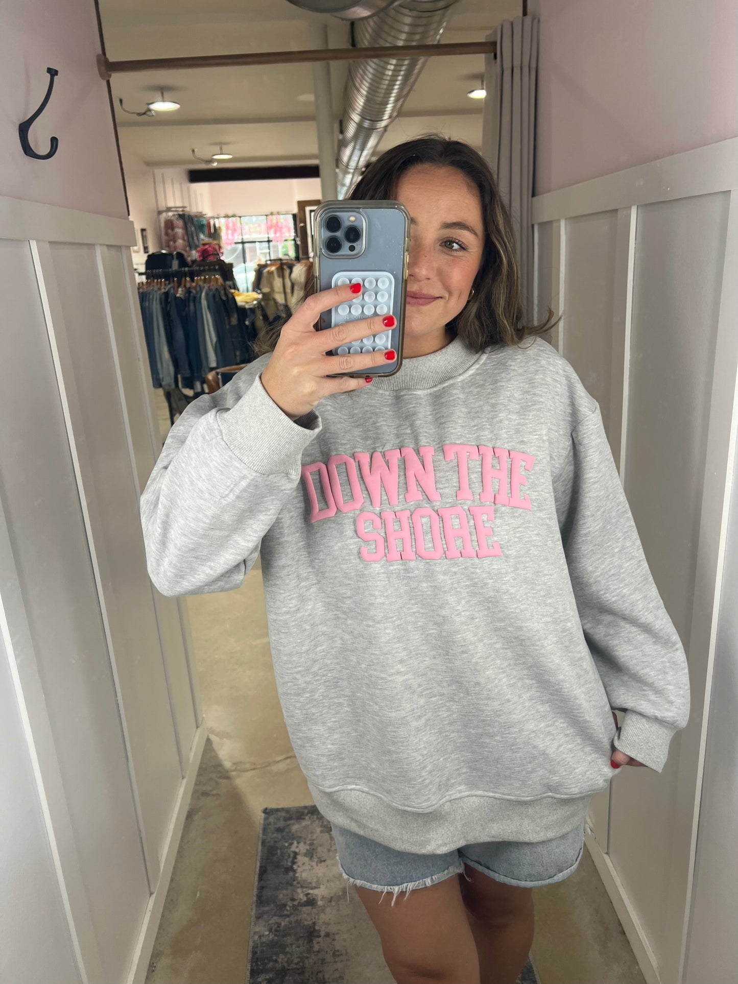 Down the Shore Mockneck Grey