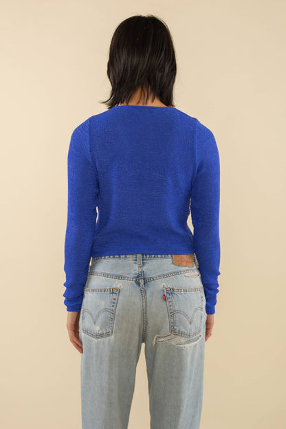 Royal Blue Ty Textured Cardigan