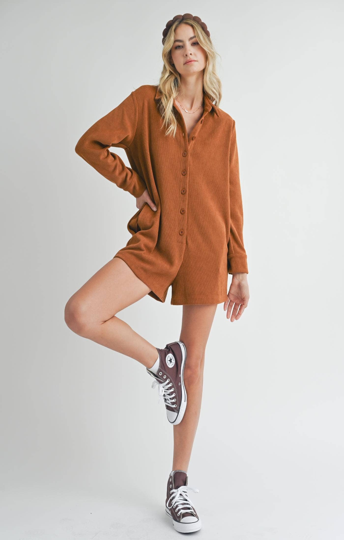 Camel Corduroy Romper