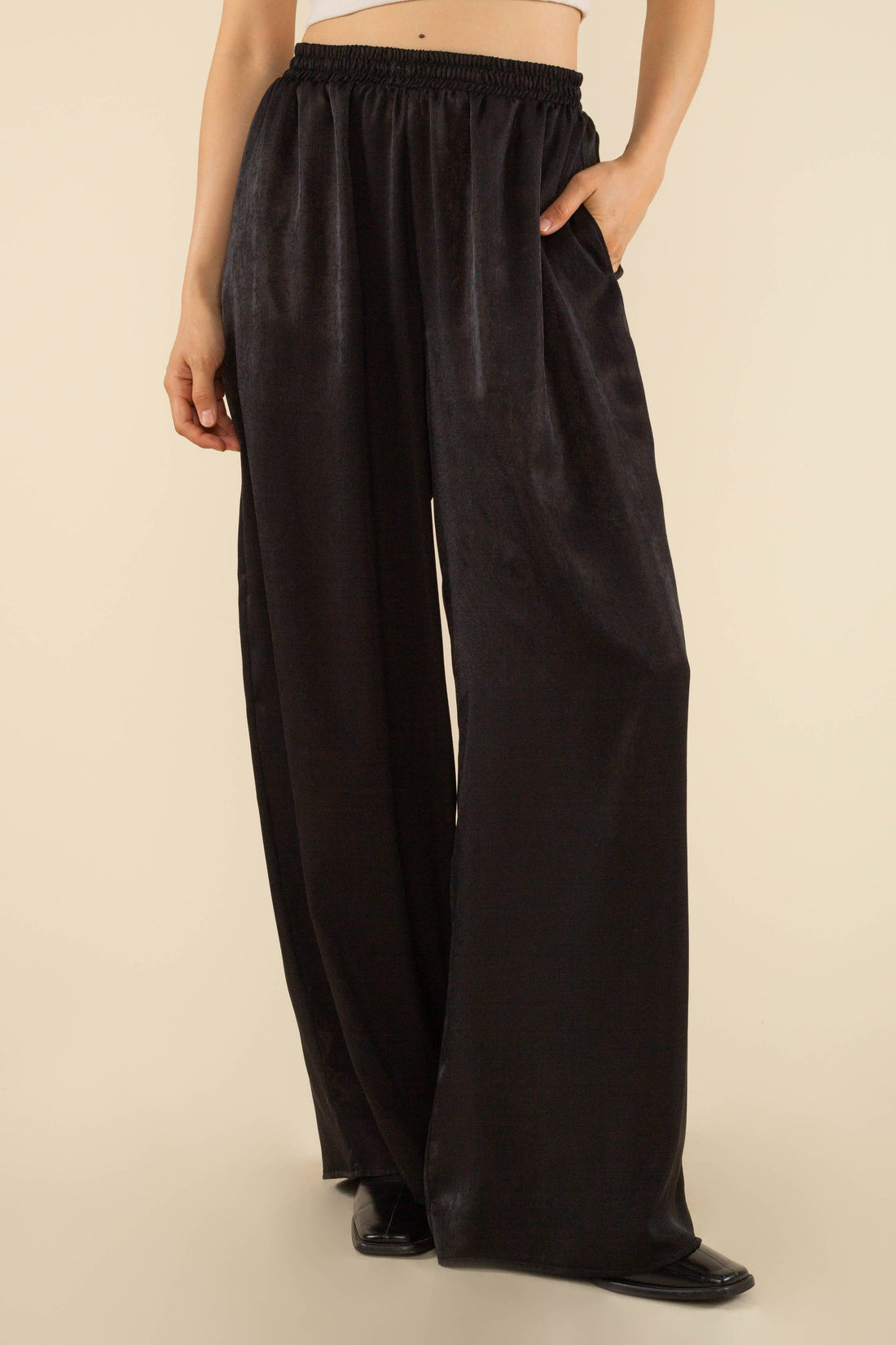 Florence Satin Pants: Black