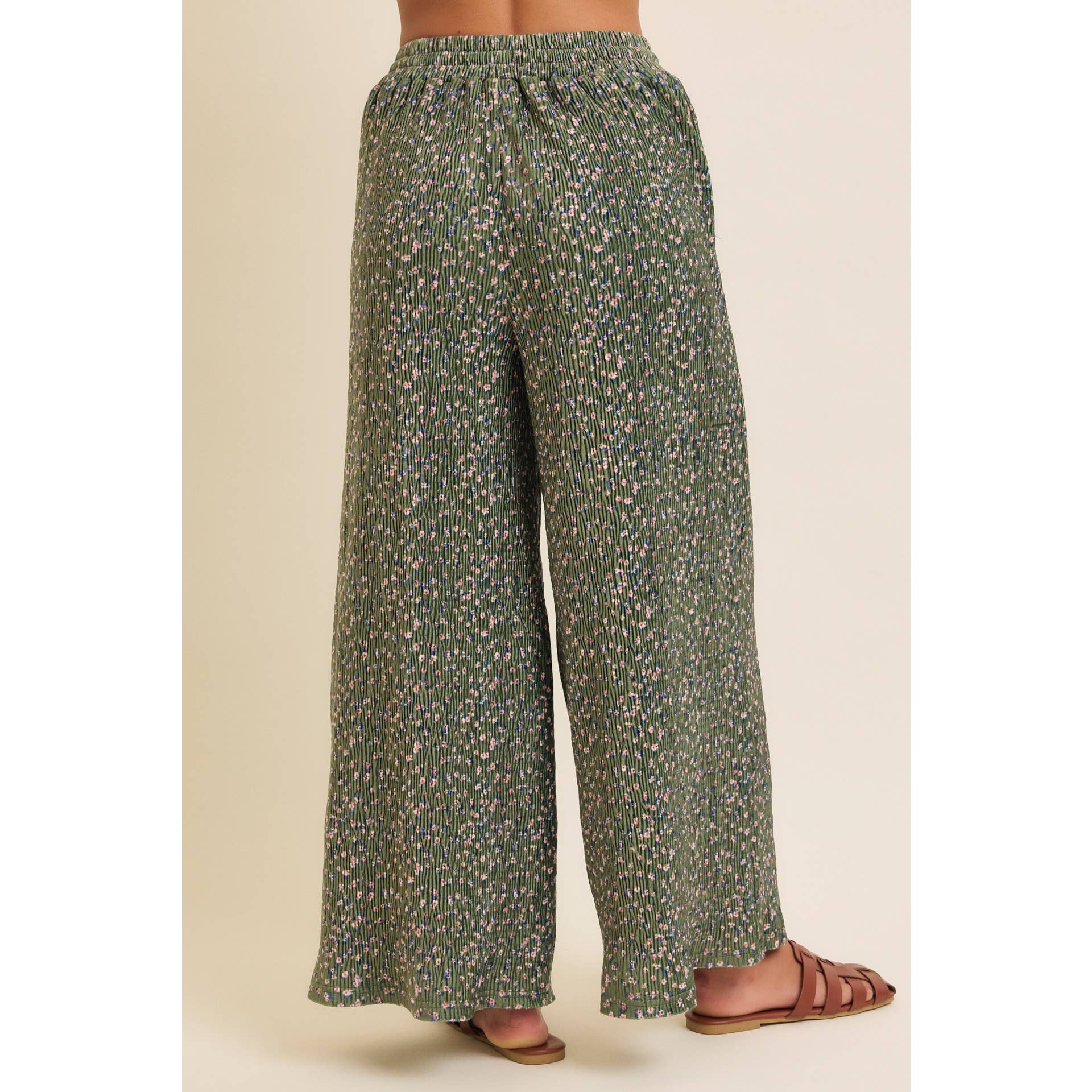 Pleated Velvet Wide Leg Pant