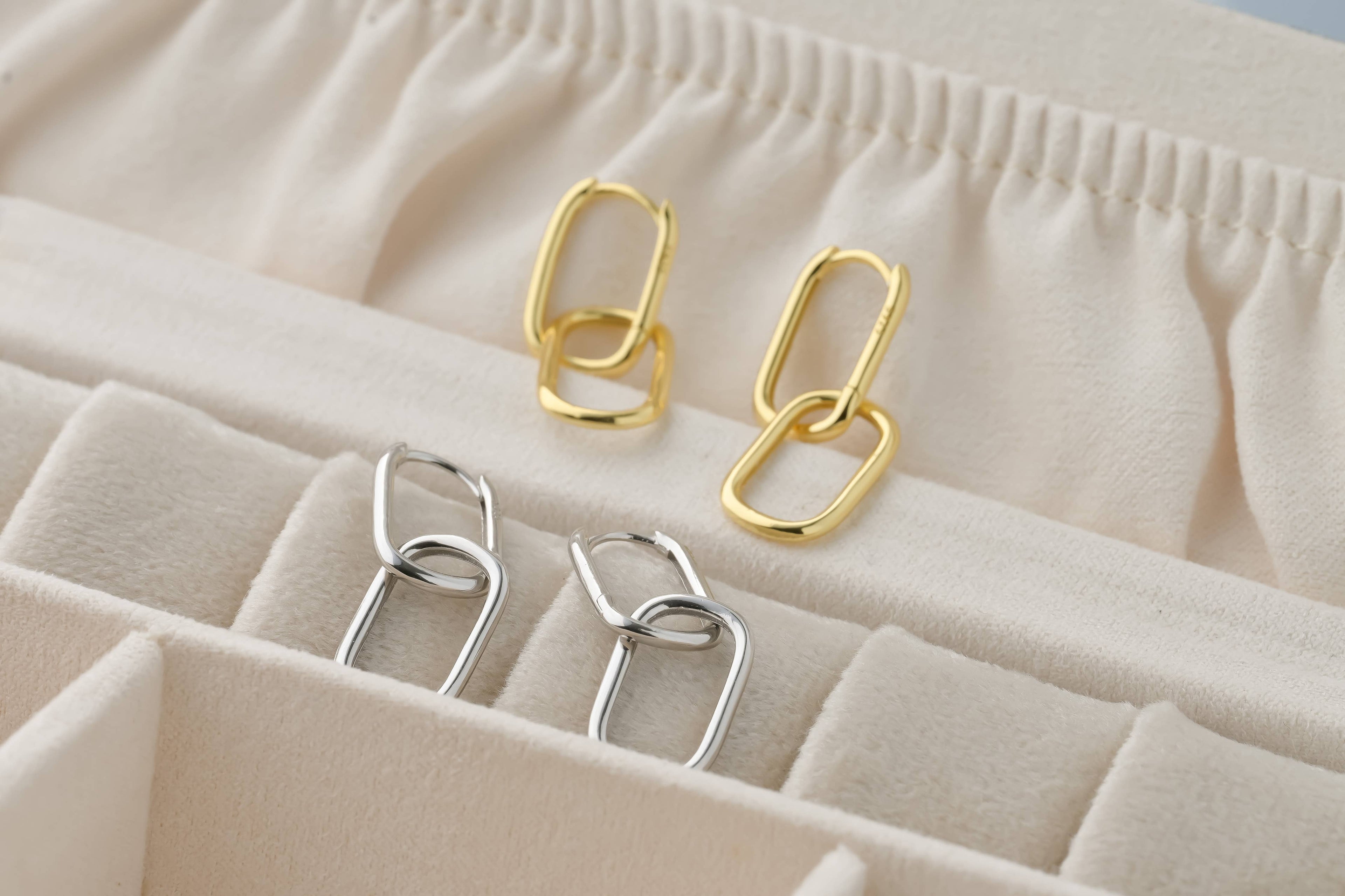 Double Oblong Hoops - Sterling Silver