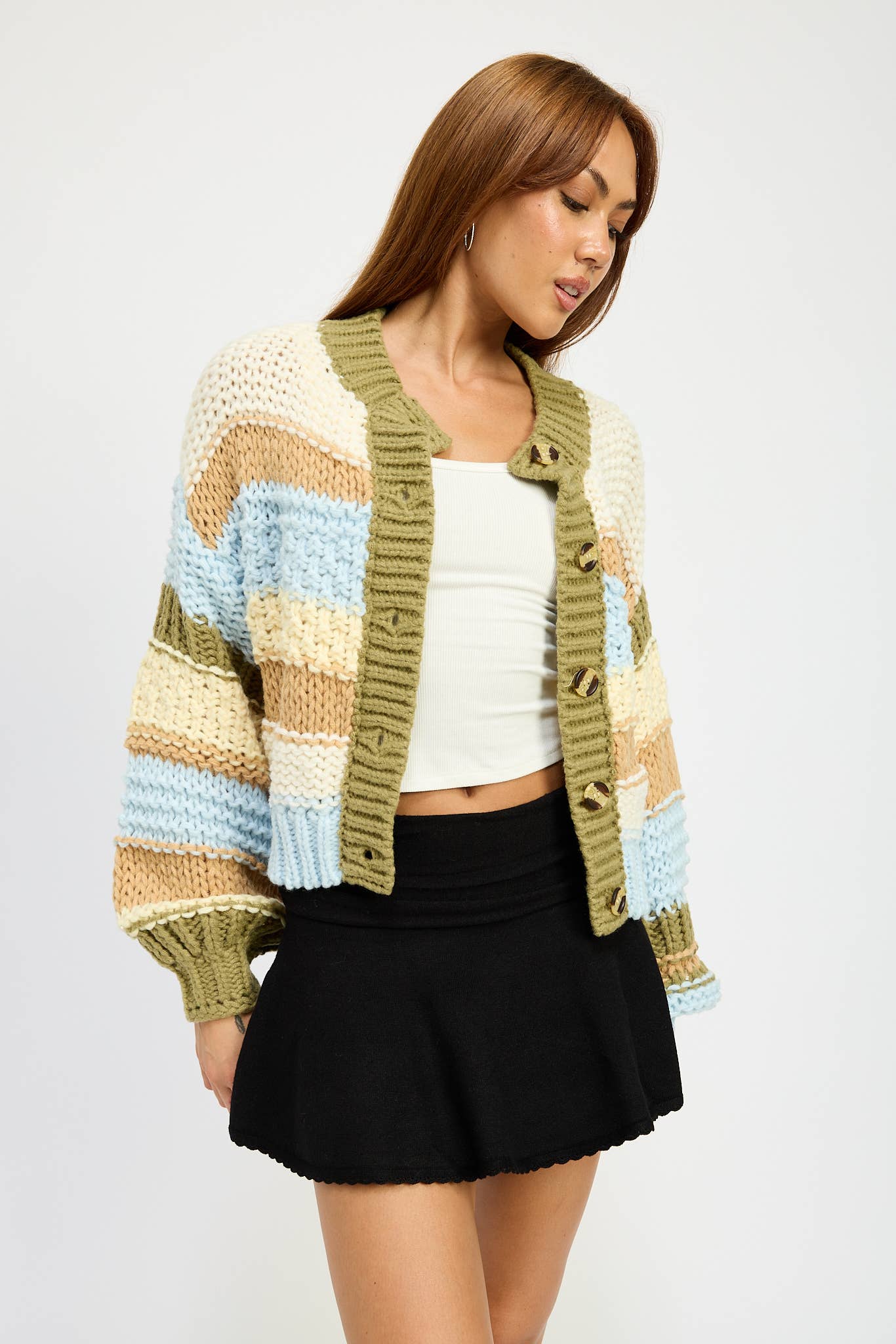 Bubble Sleeve Multi Knot Cardigan