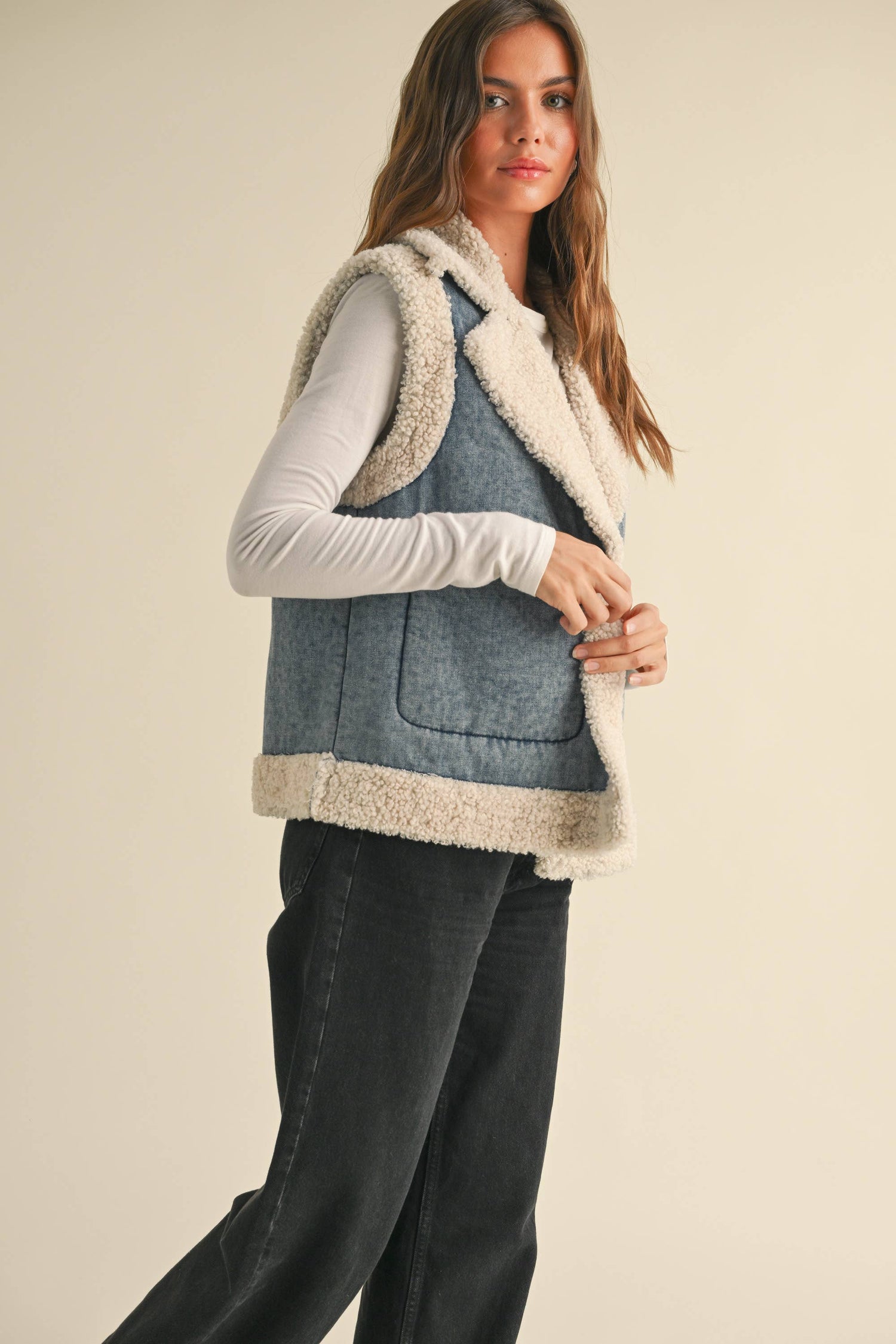 Sherpa Denim Vest