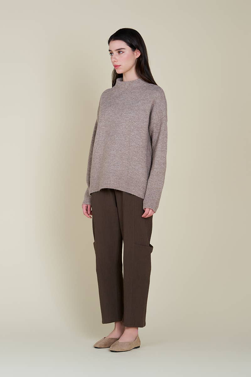 Funnel Neck Sweater - Taupe