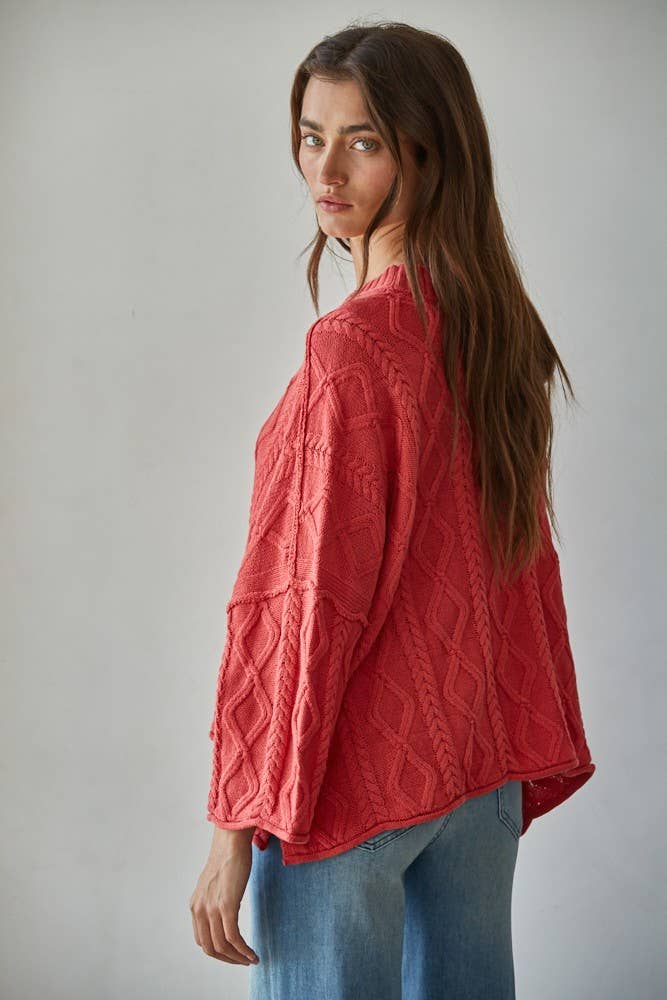 Quarter Sleeve Pullover - Red