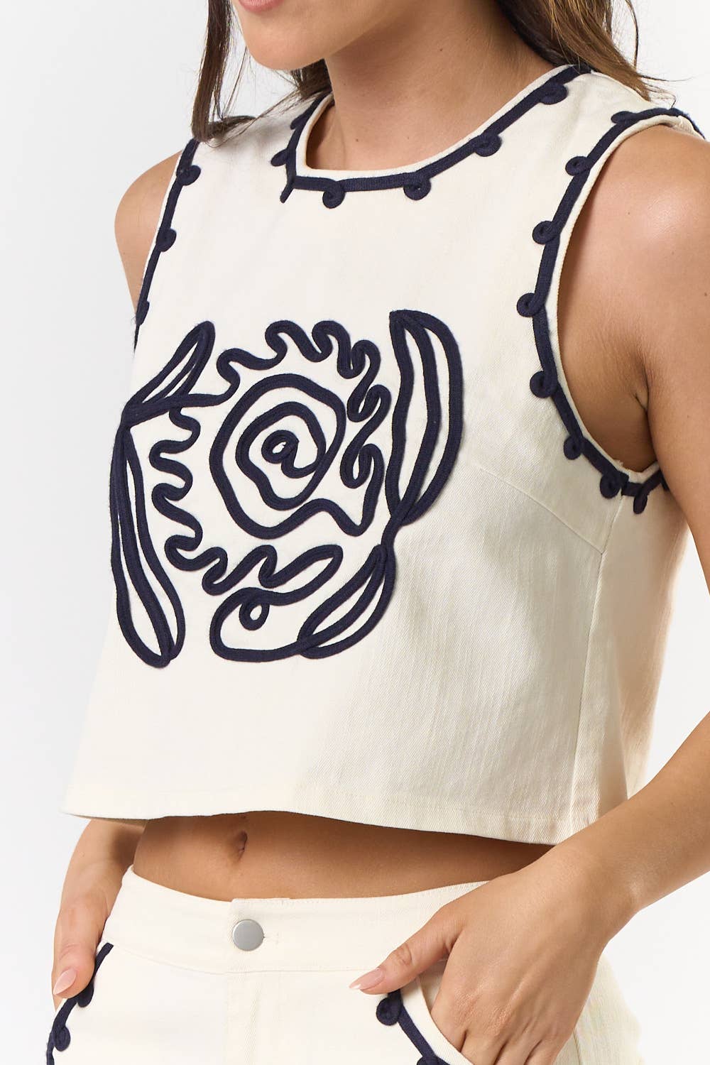 Cord Detailed Vest Top