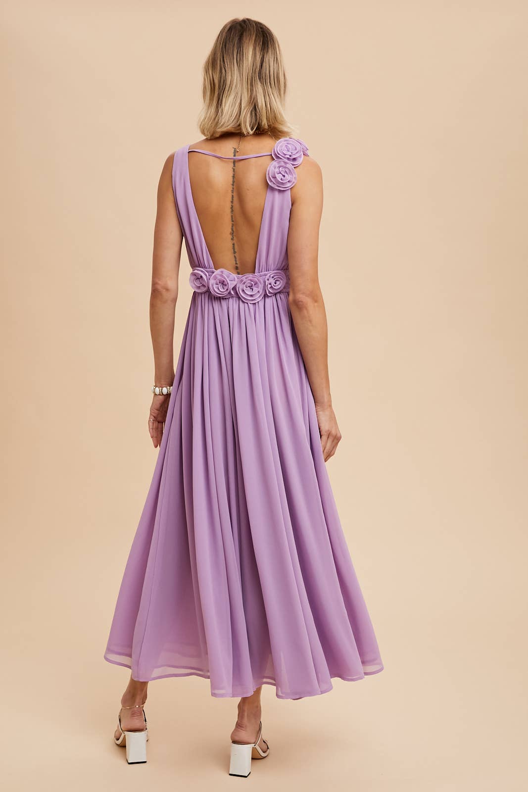 Rosette Maxi Dress Lavender