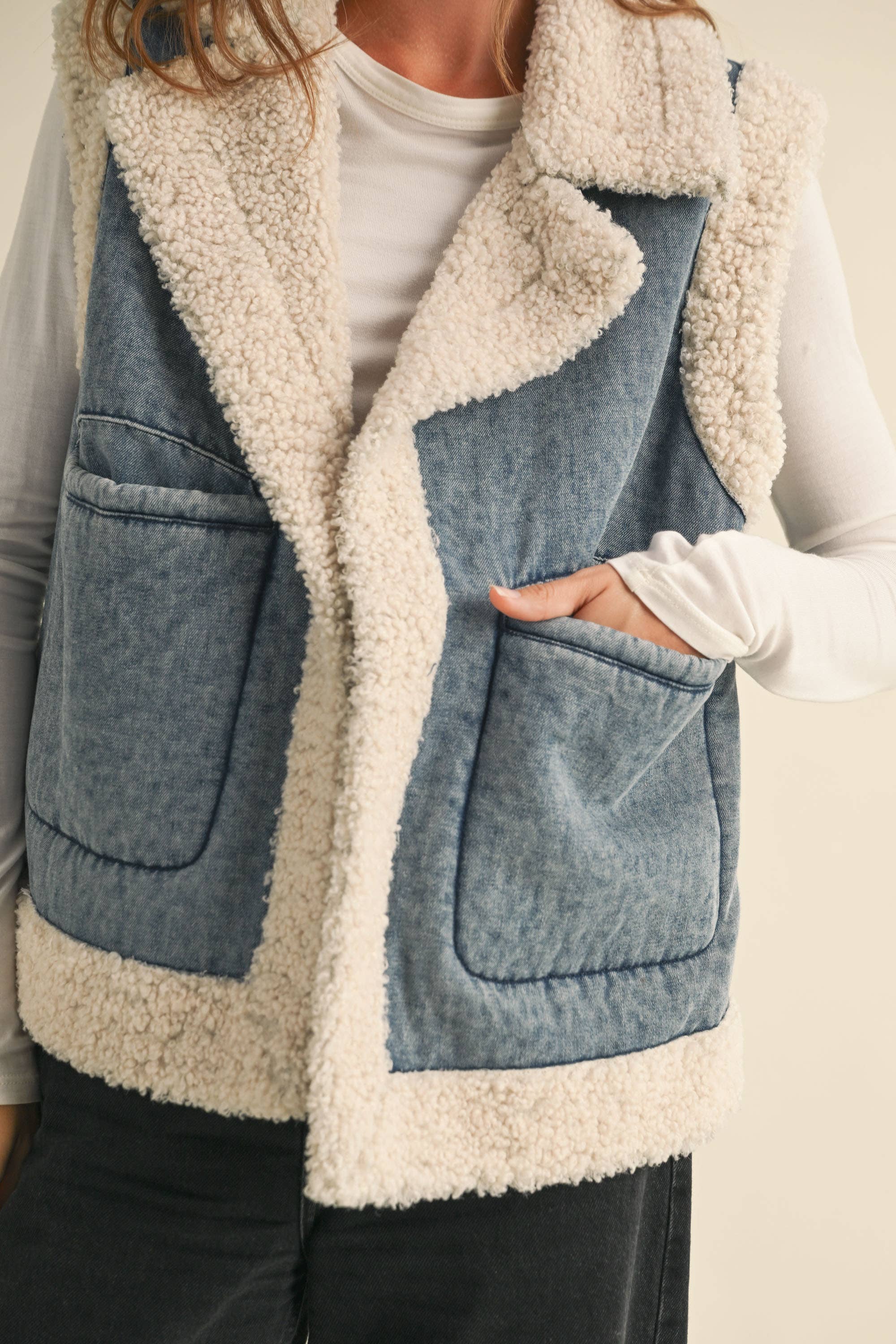 Sherpa Denim Vest